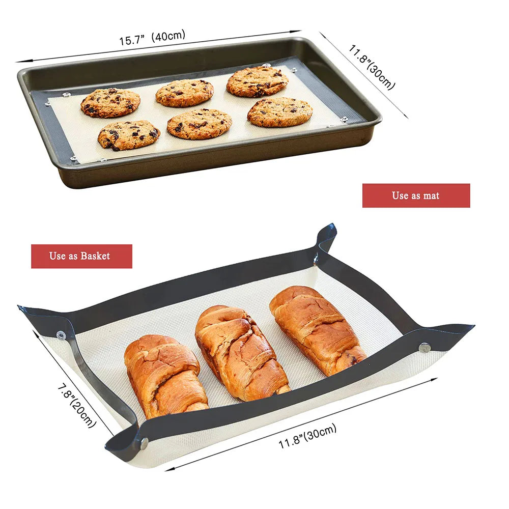 Silicone Baking Mat with Button Non-stick Oven Liners Reusable Heat Resistant Pastry Mat Leak Proof Cookie Sheet Baking Supplies