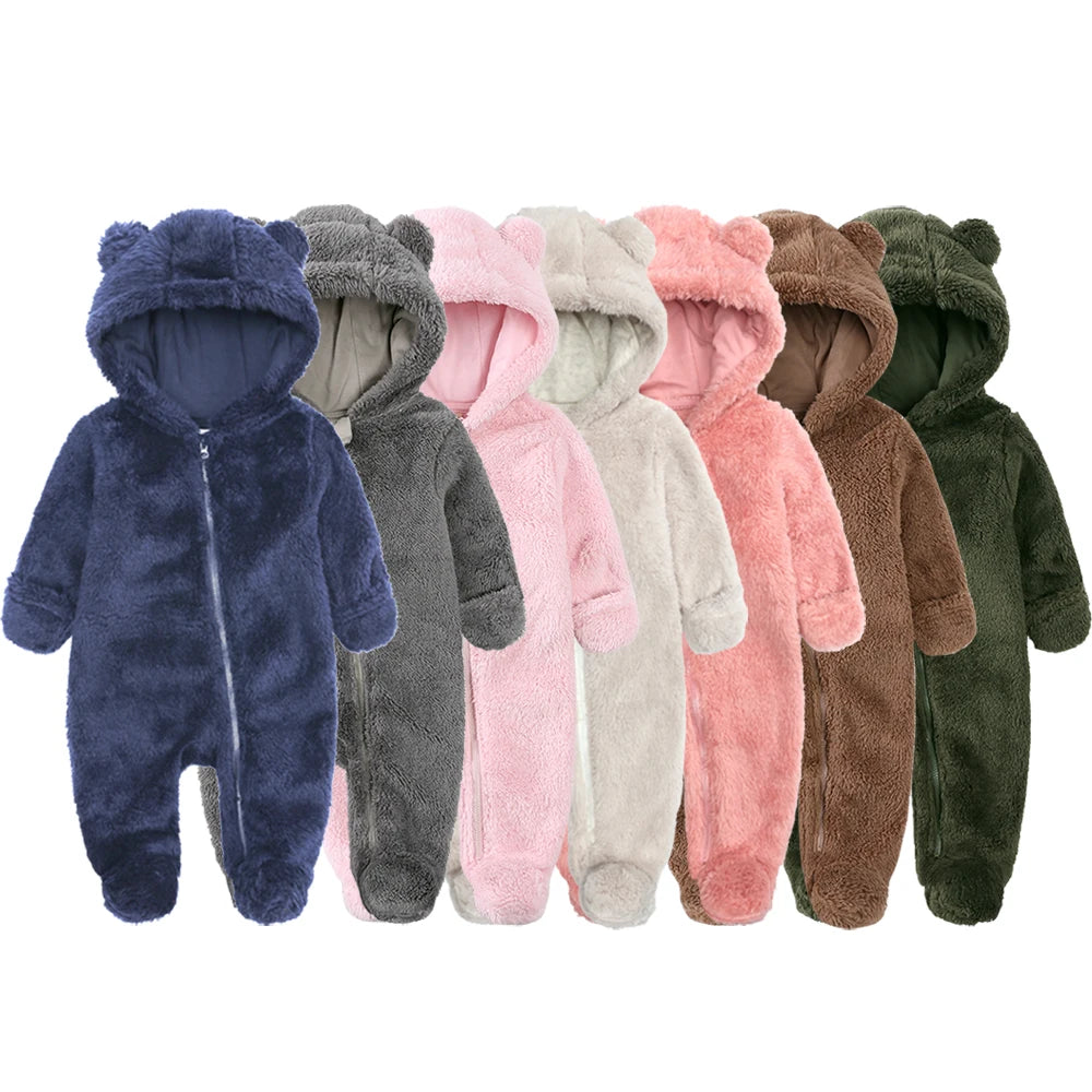SnugBear™ | Flauschiger Baby-Fleeceanzug mit Bärenkapuze