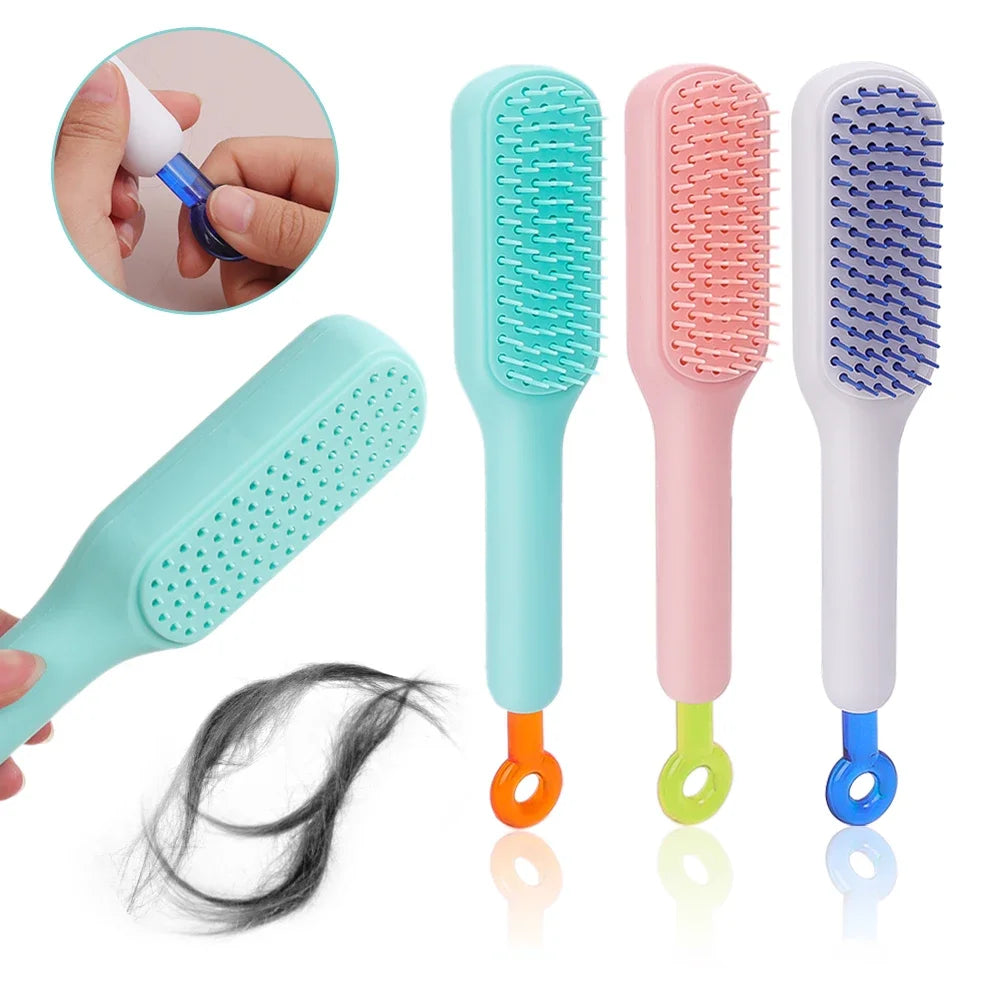Portable Telescopic Comb Scalp Massage Brush Self-Cleaning Anti-Static Hair Comb Easy Cleaning Hair Brush Hairdressing Tool