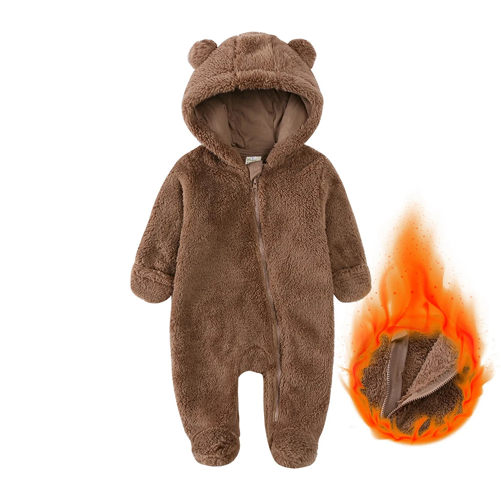 SnugBear™ | Flauschiger Baby-Fleeceanzug mit Bärenkapuze