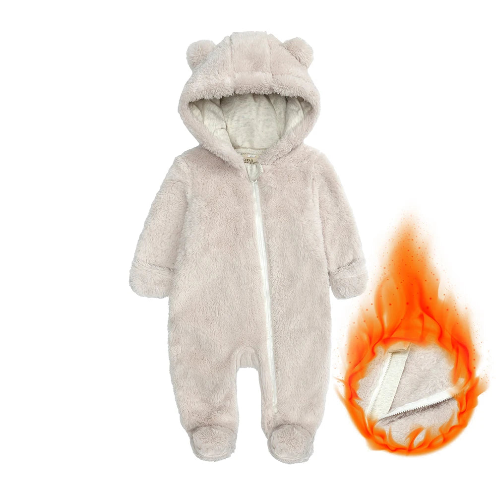 SnugBear™ | Flauschiger Baby-Fleeceanzug mit Bärenkapuze