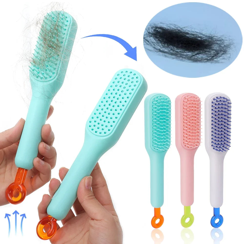 Portable Telescopic Comb Scalp Massage Brush Self-Cleaning Anti-Static Hair Comb Easy Cleaning Hair Brush Hairdressing Tool